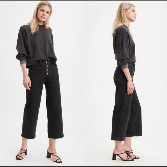 Levis Mile High Cropped Wide Leg Button 